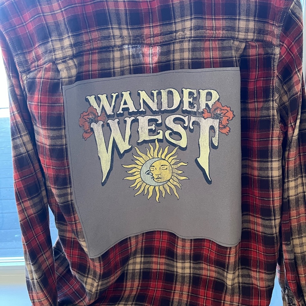 Embellished retro flannel Shirt in Brown, Black, and Cream